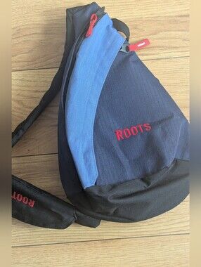 Roots Blue & Black Sling Bag Crossbody Backpack Travel Daypack
